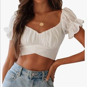 White Bow Tie Crop Top